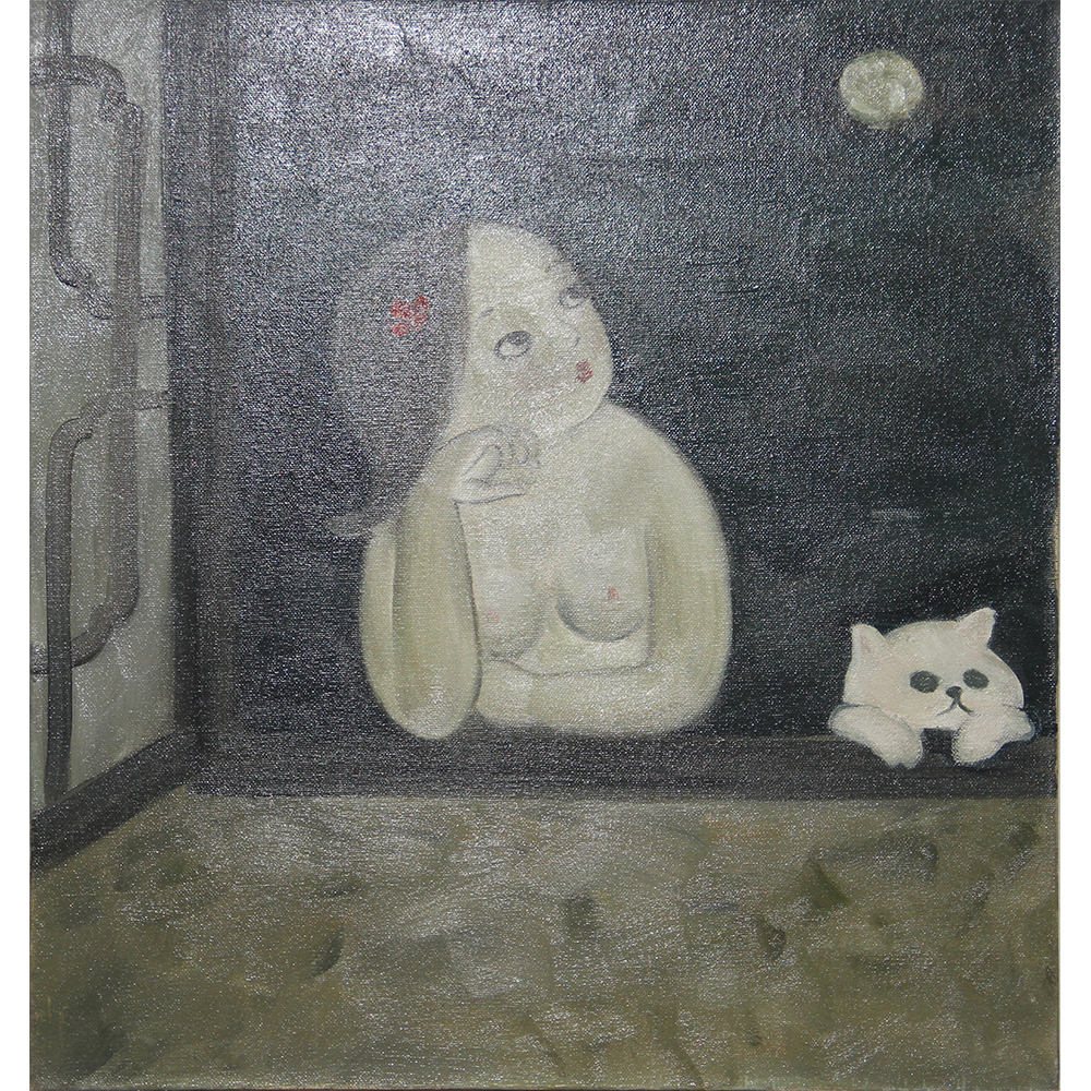 白猫女人（月亮）  陈洪玲 55X60